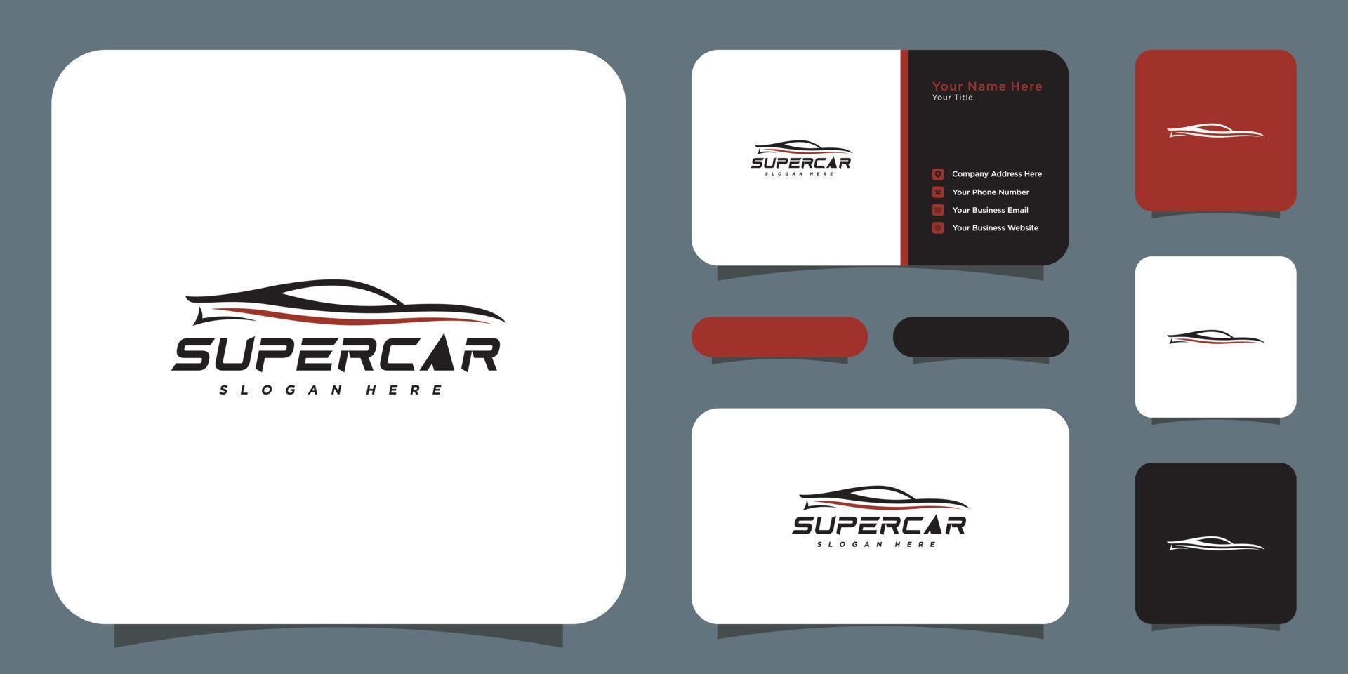 design de vetor de logotipo de linha de carro e cartão de visita