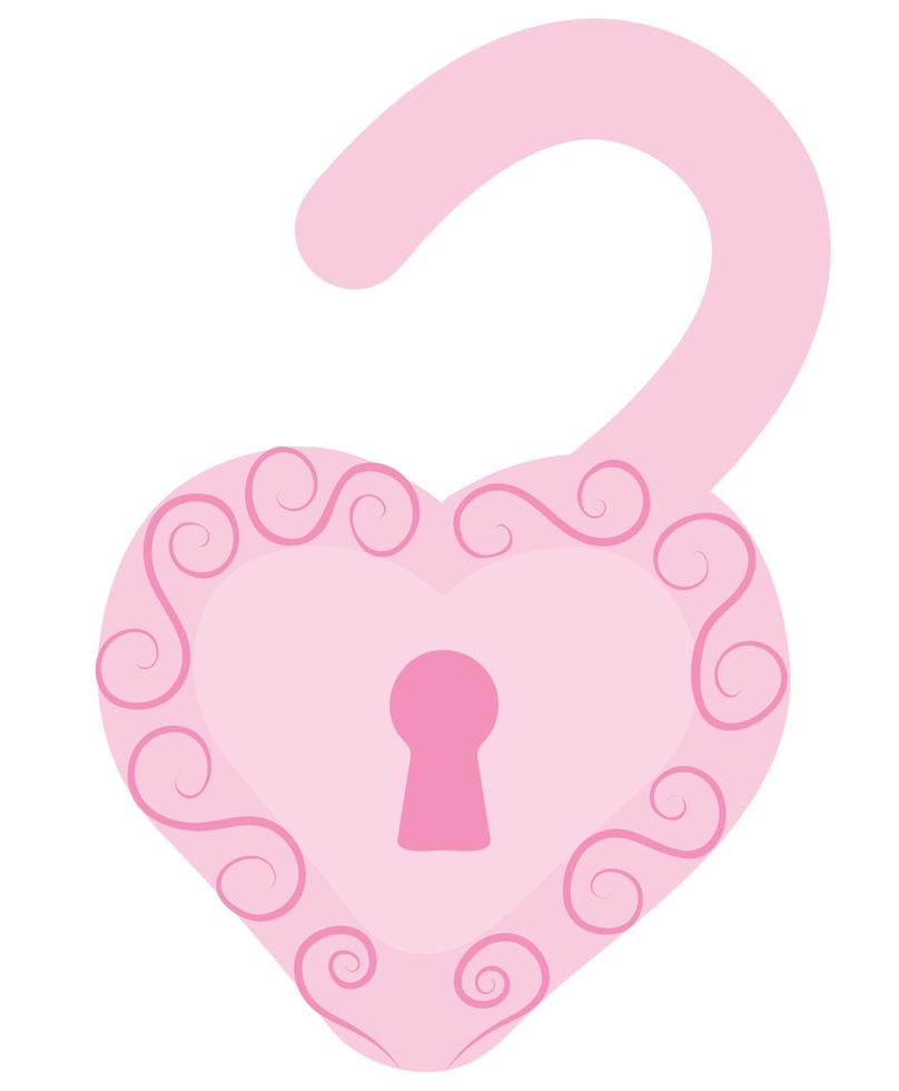 cadeado decorativo rosa em forma de coração. ilustração final isolada no fundo branco. vetor