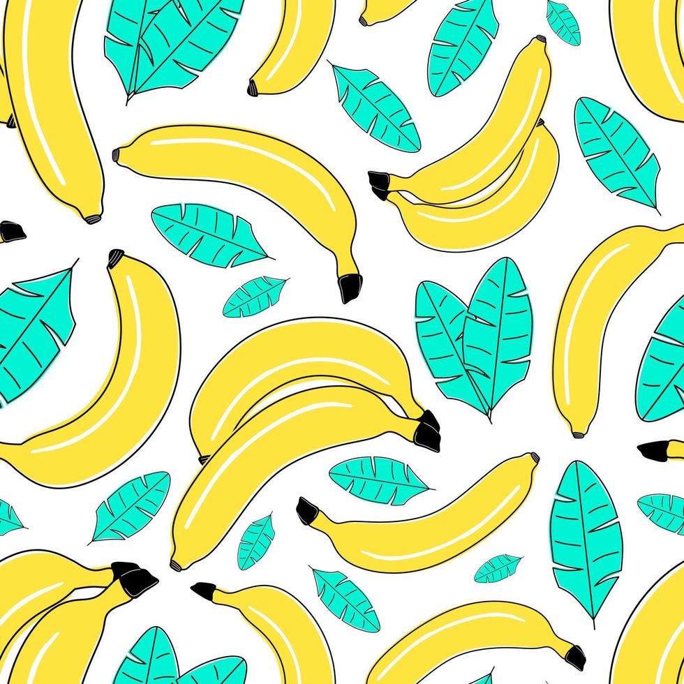 padrão perfeito com bananas amarelas brilhantes vetor