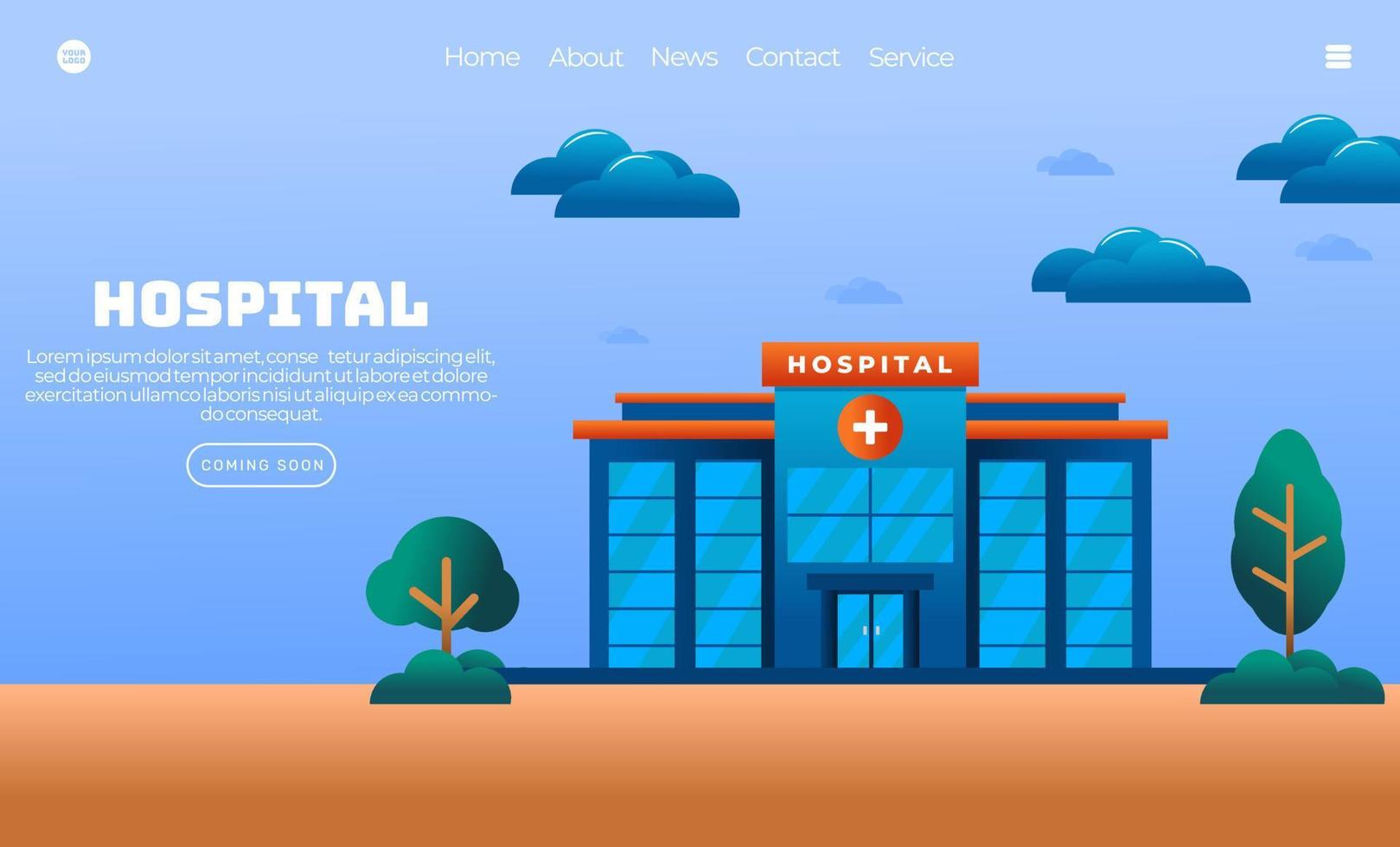 ilustração vetorial gráfico do edifício do hospital. conceito médico e de saúde. perfeito para página de destino da web, banner, pôster, etc. vetor