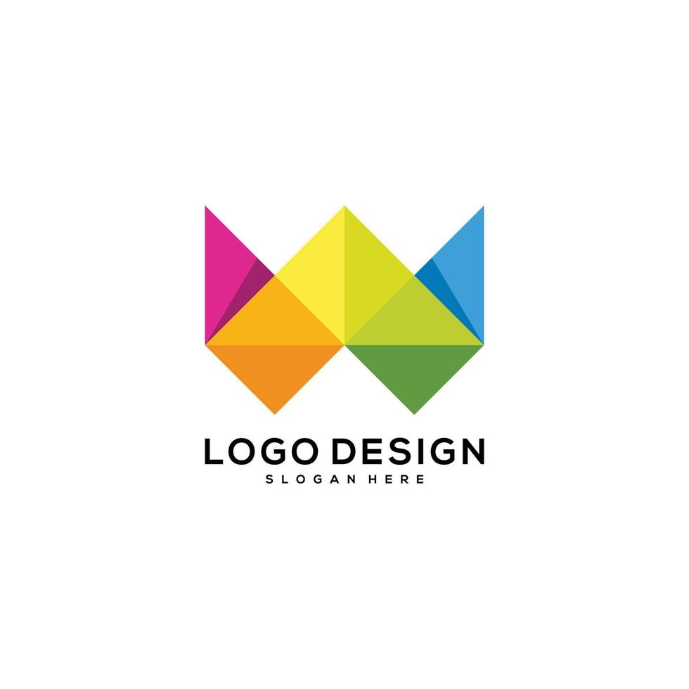 elementos de modelo de design de ícone de logotipo de mosaico letra w vetor