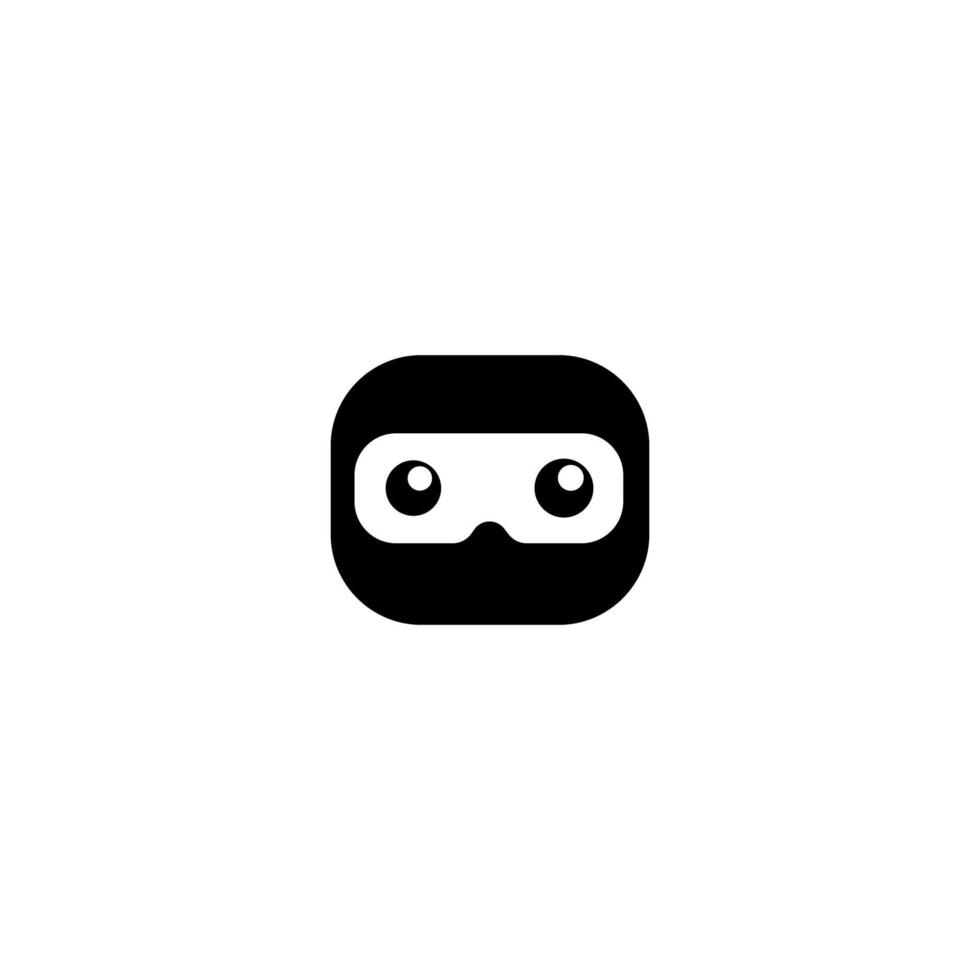 conceito de logotipo de cabeça de ninja fofo, modelo de design de ninja preto, ícone de vetor ninja de criança, personagem de super-herói, logotipo de esporte eletrônico, estilo de logotipo de forma arredondada