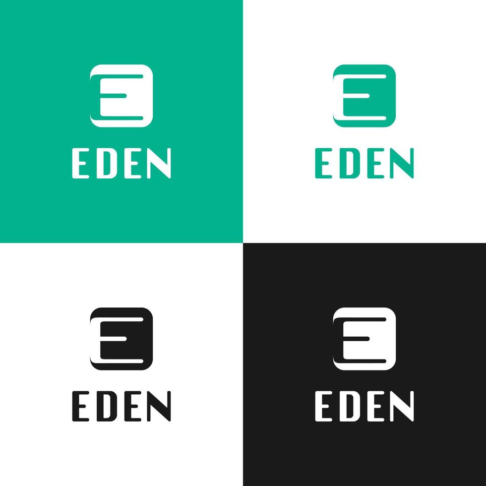 fivela cinto forma letra e alfabeto logotipo conceito, modelo de design de logotipo eden, adequado para moda, estilo de vida ou empresa boutique. preto, verde, branco vetor