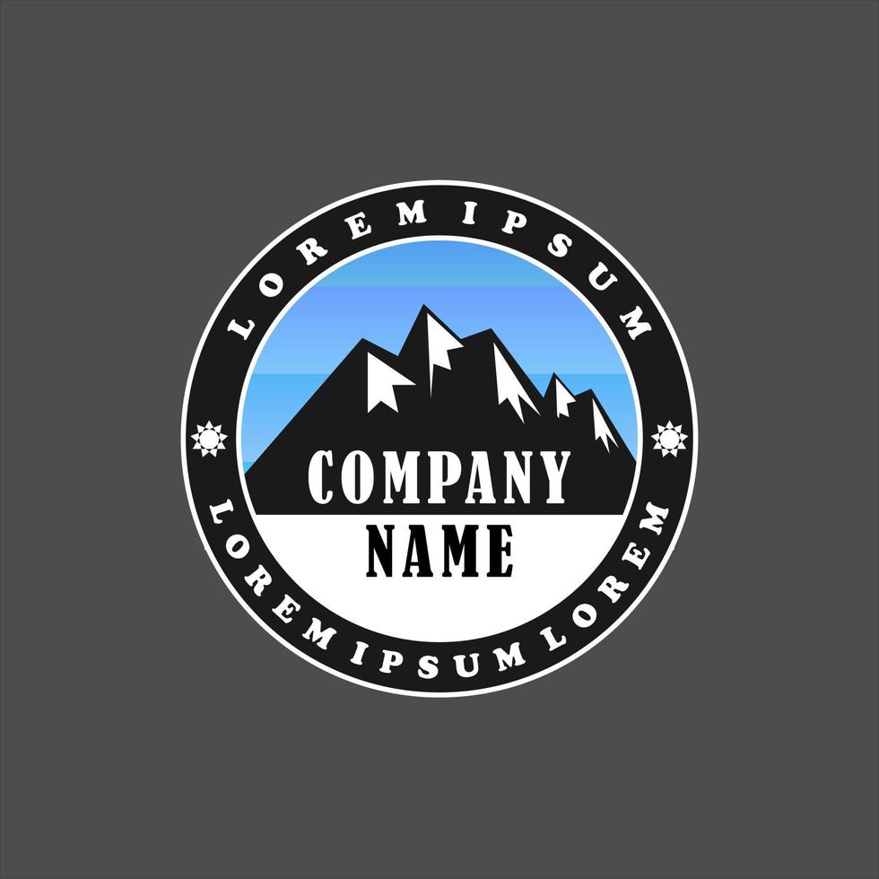 modelo de design de logotipo do Himalaia, montanha, sal, conceito de logotipo de emblema, escalada, elipse, arredondada, preto e branco, céu azul vetor