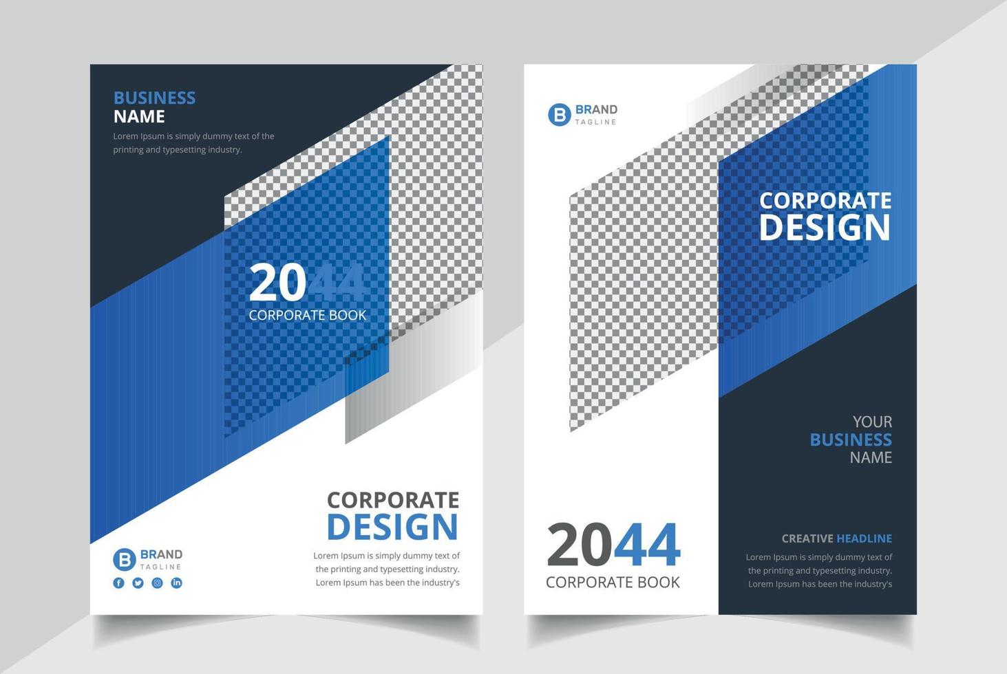 brochura de empresa geométrica colorida criativa ou modelo de layout de folheto, design de modelo de capa de relatório anual vetor