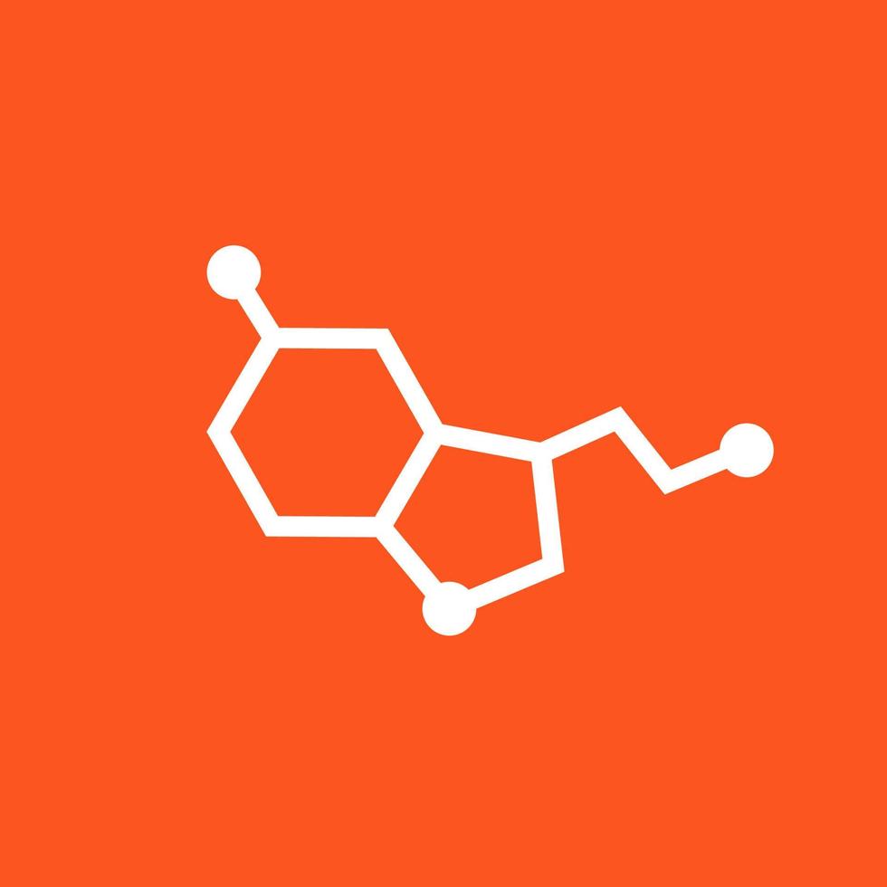 ícone da molécula de serotonina, hormônio do bom humor vetor