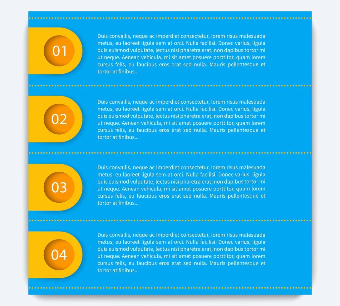 1,2,3,4 etapas, linha do tempo, elementos de infográficos, rótulos vetor