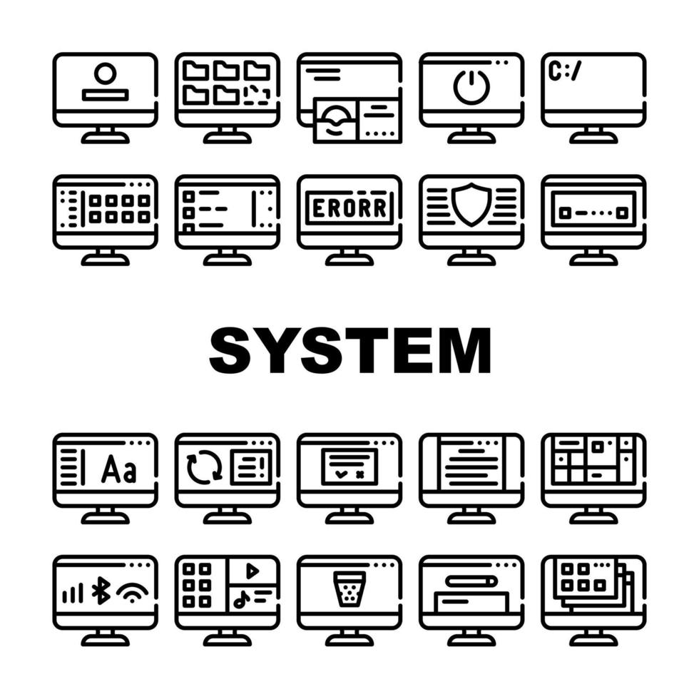 vetor de conjunto de ícones de coleção de pc do sistema operacional