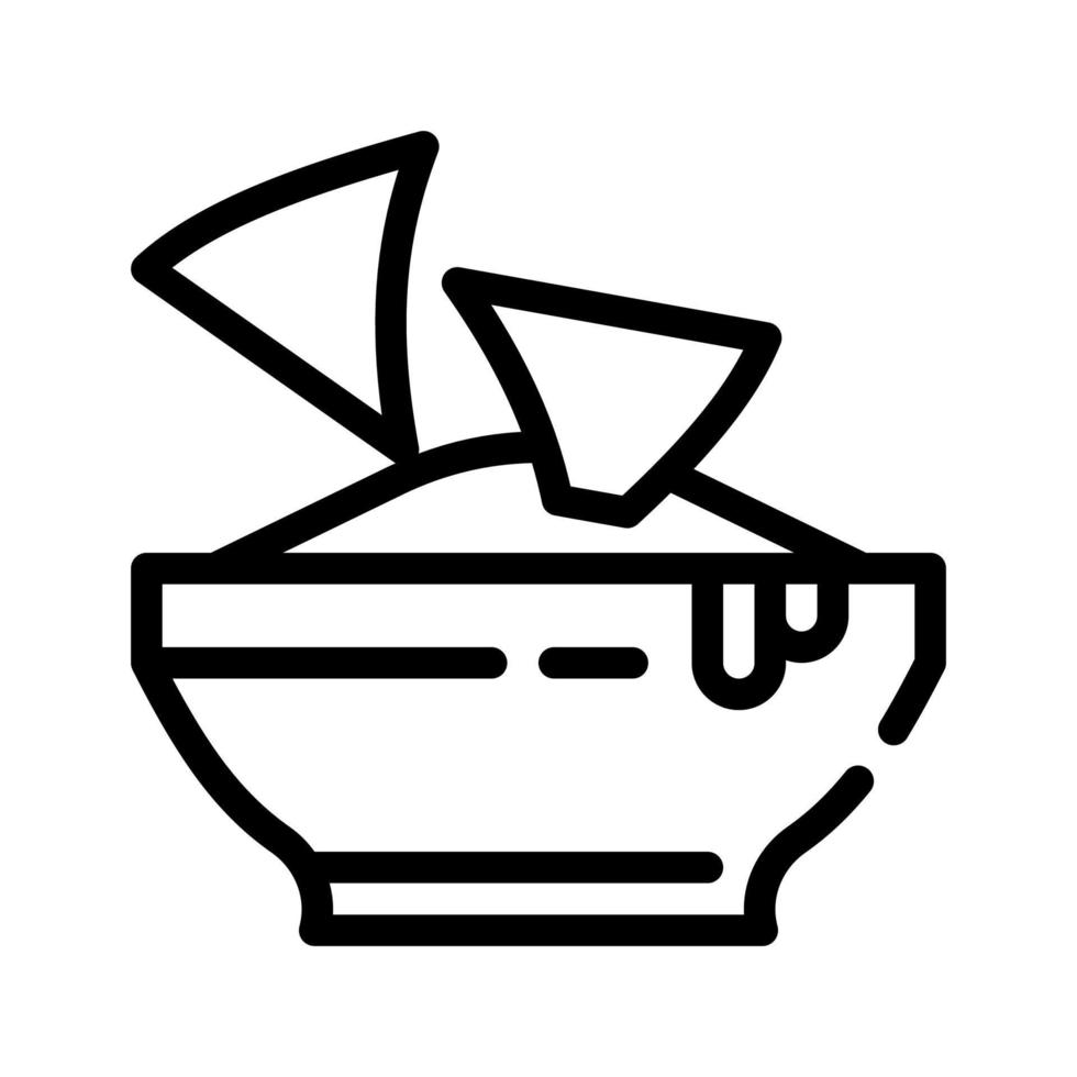 nachos com ilustração vetorial de ícone de linha de molho picante vetor