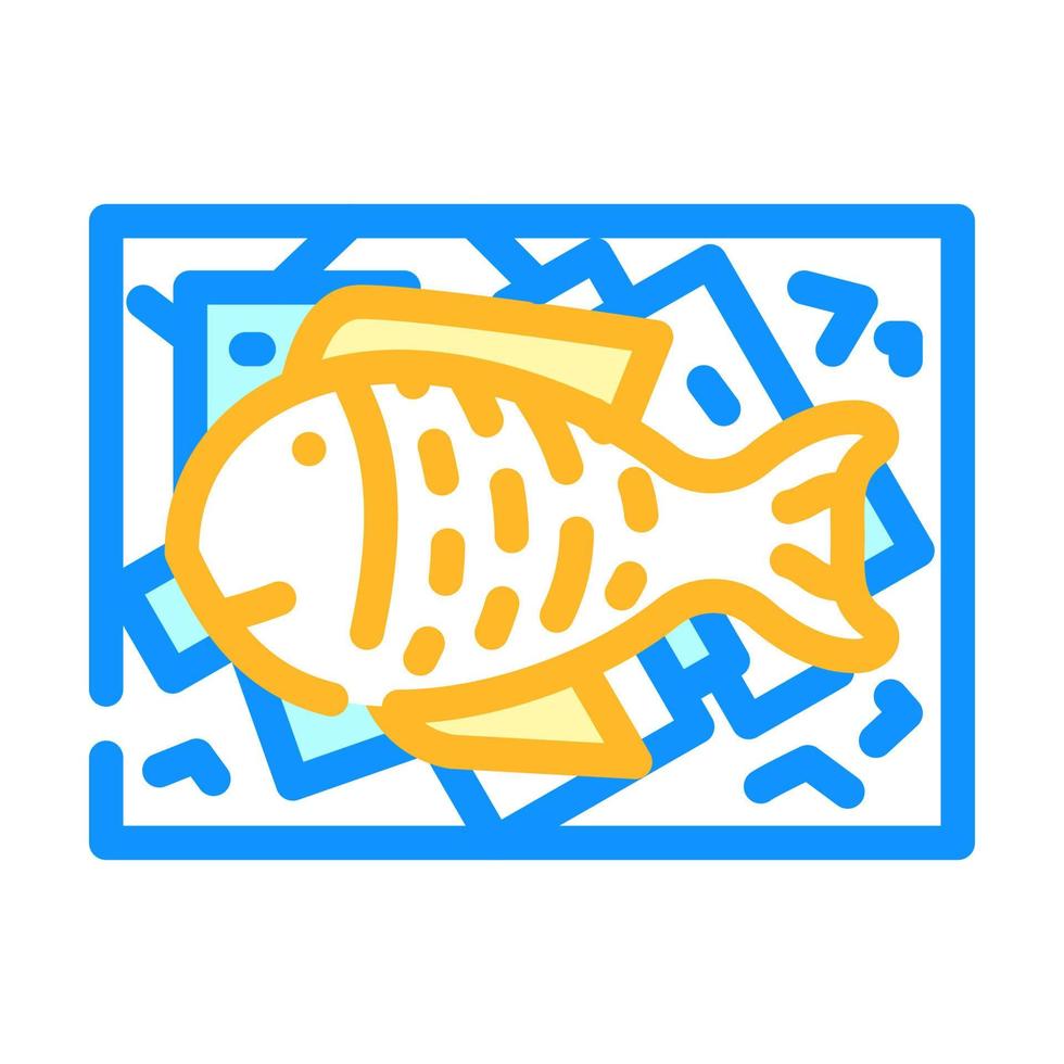 vitrine com ilustração vetorial de ícone de cor de peixe e gelo vetor