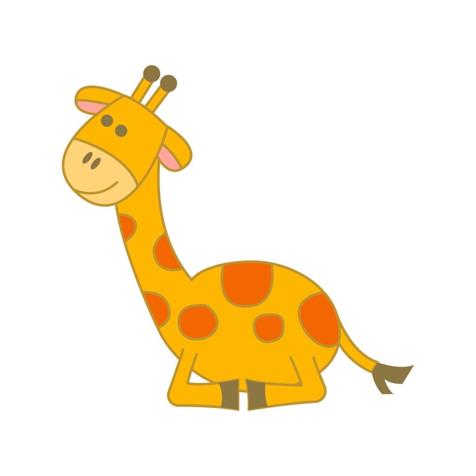 animal fofo de girafa na versão cartoon vetor