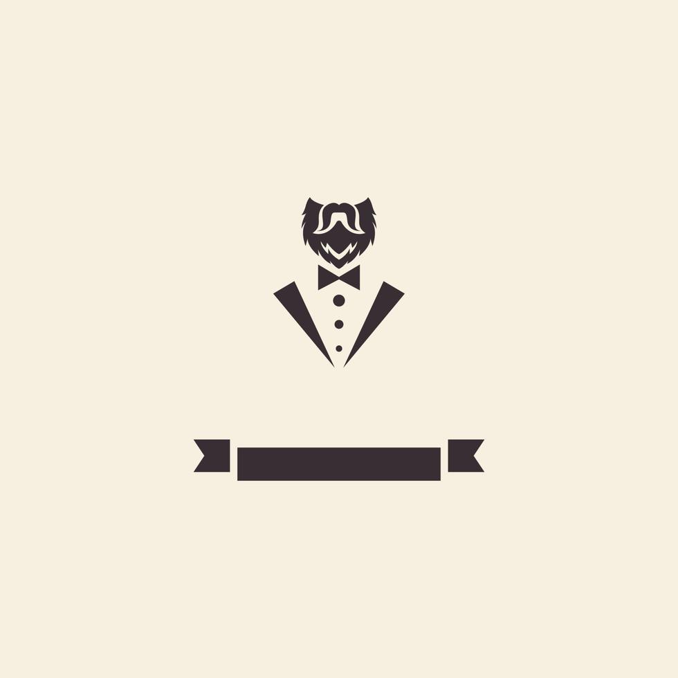 homem de barba vintage terno gravata design de logotipo vetor gráfico símbolo ícone ilustração ideia criativa