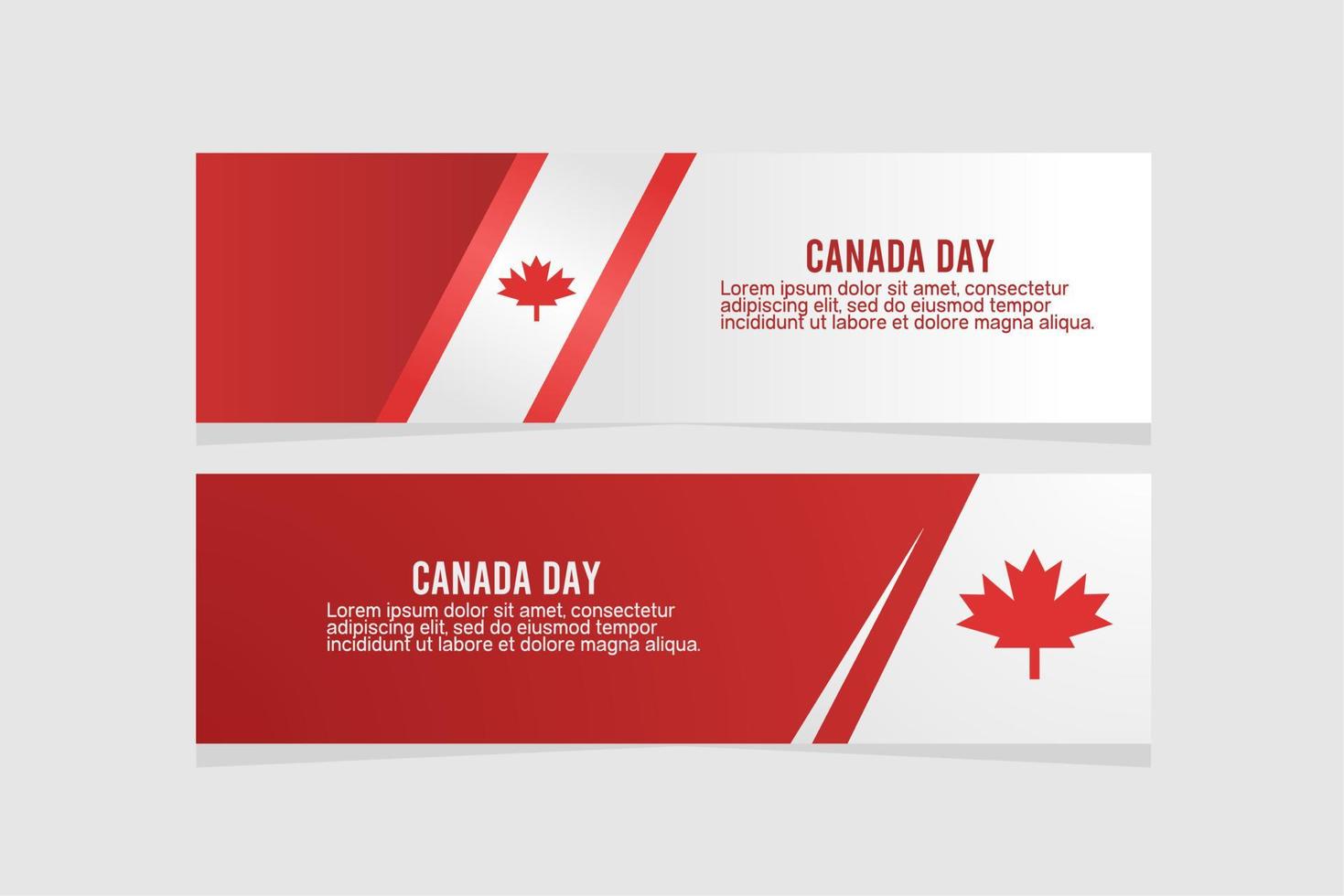 banner de dia do canadá vermelho e branco definido com design gradiente para celebração do dia do canadá em 1º de julho vetor