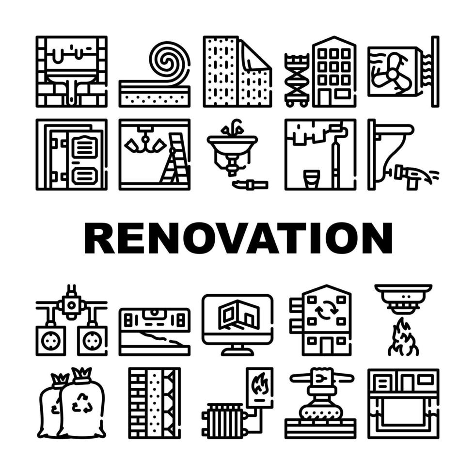 conjunto de ícones de coleção de reparo de renovação em casa vetor
