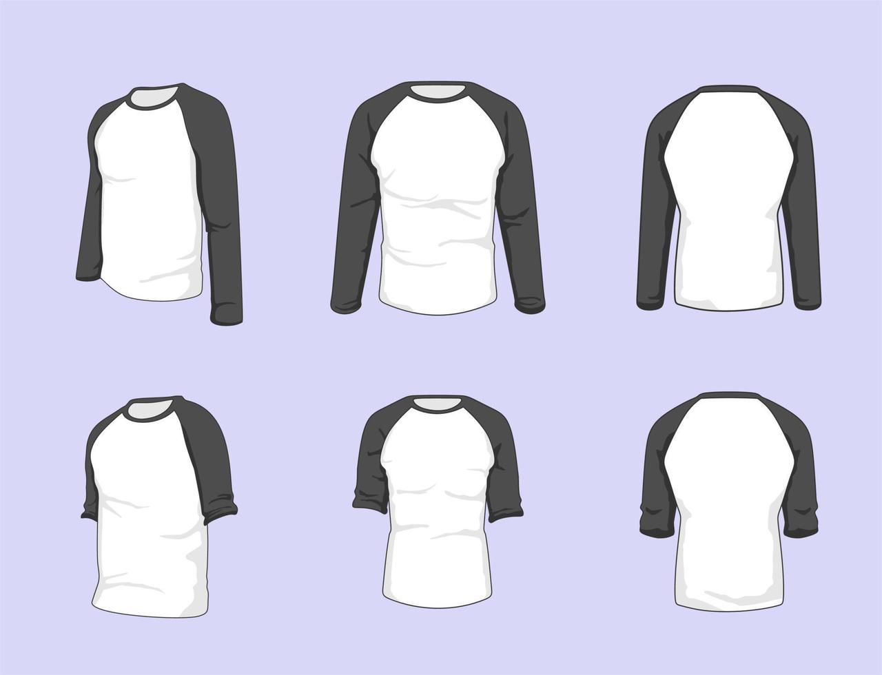 maquete vetorial de conjunto de camiseta raglan vetor