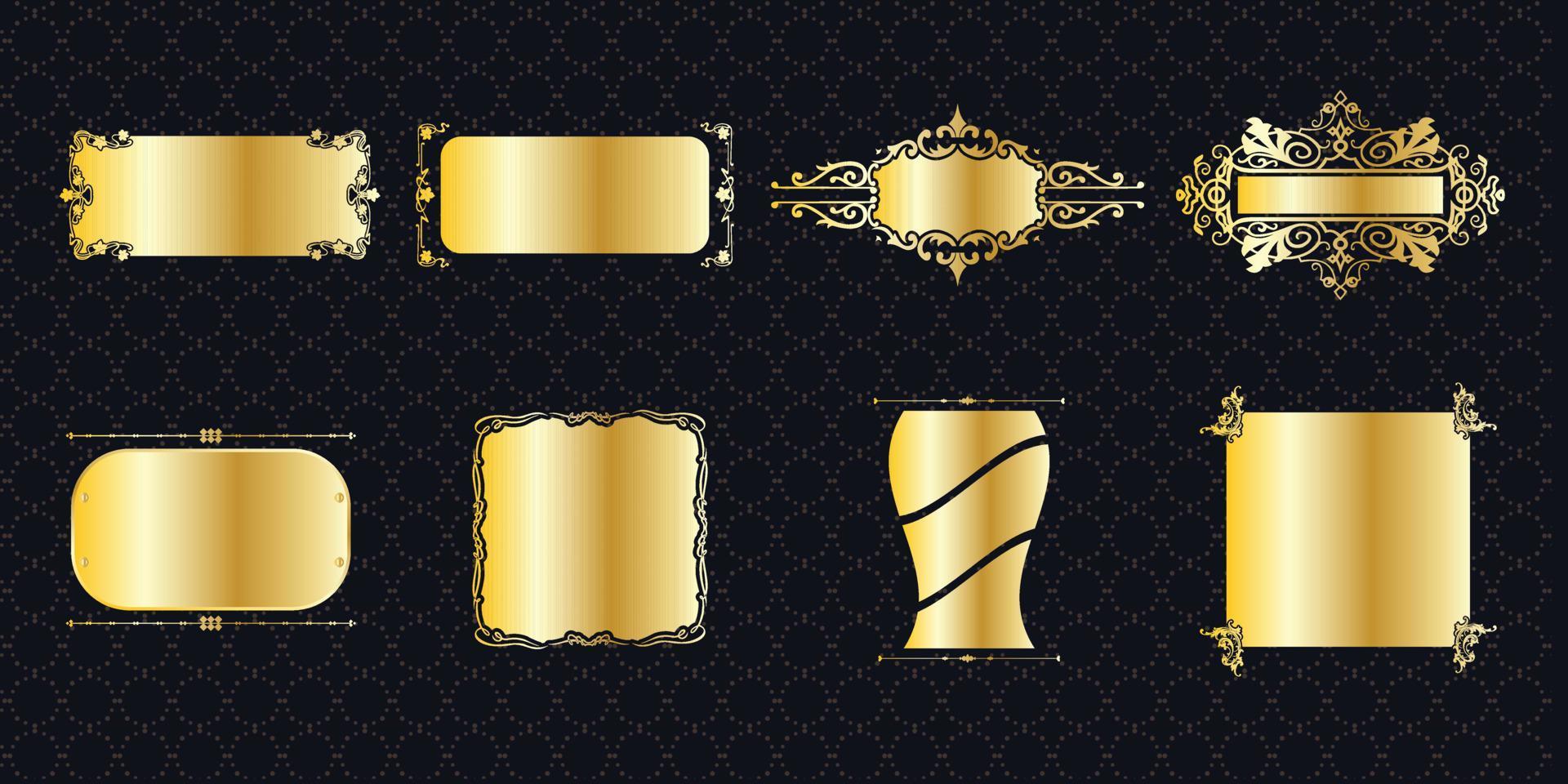 conjunto de moldura borda ornamentado vintage dourado clássico ornamental elementos antigos decoração de banner gráfico pacote de coleção elegante vetor