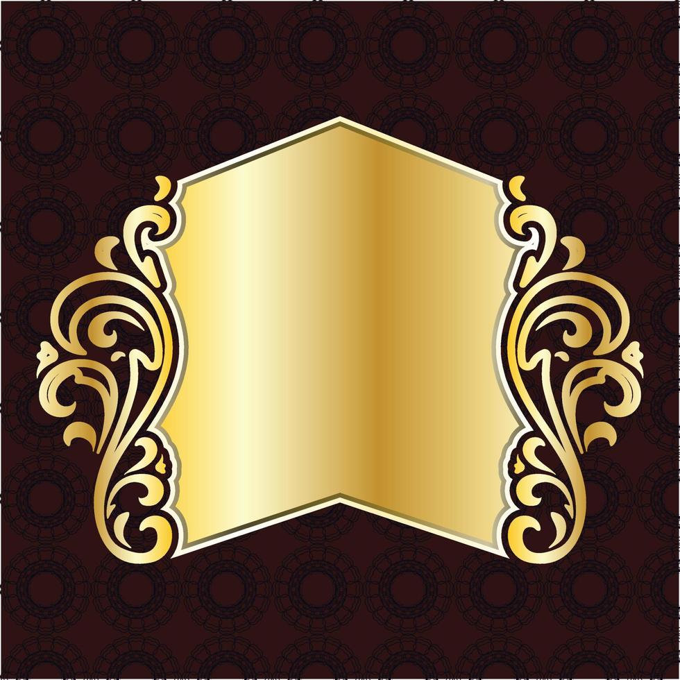 luxo real banner decorativo rótulo quadro quadro dourado floral ornamental vetor