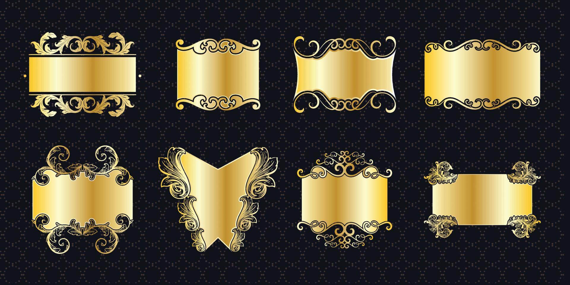 conjunto de moldura borda ornamentado vintage dourado clássico ornamental elementos antigos decoração de banner gráfico pacote de coleção elegante vetor