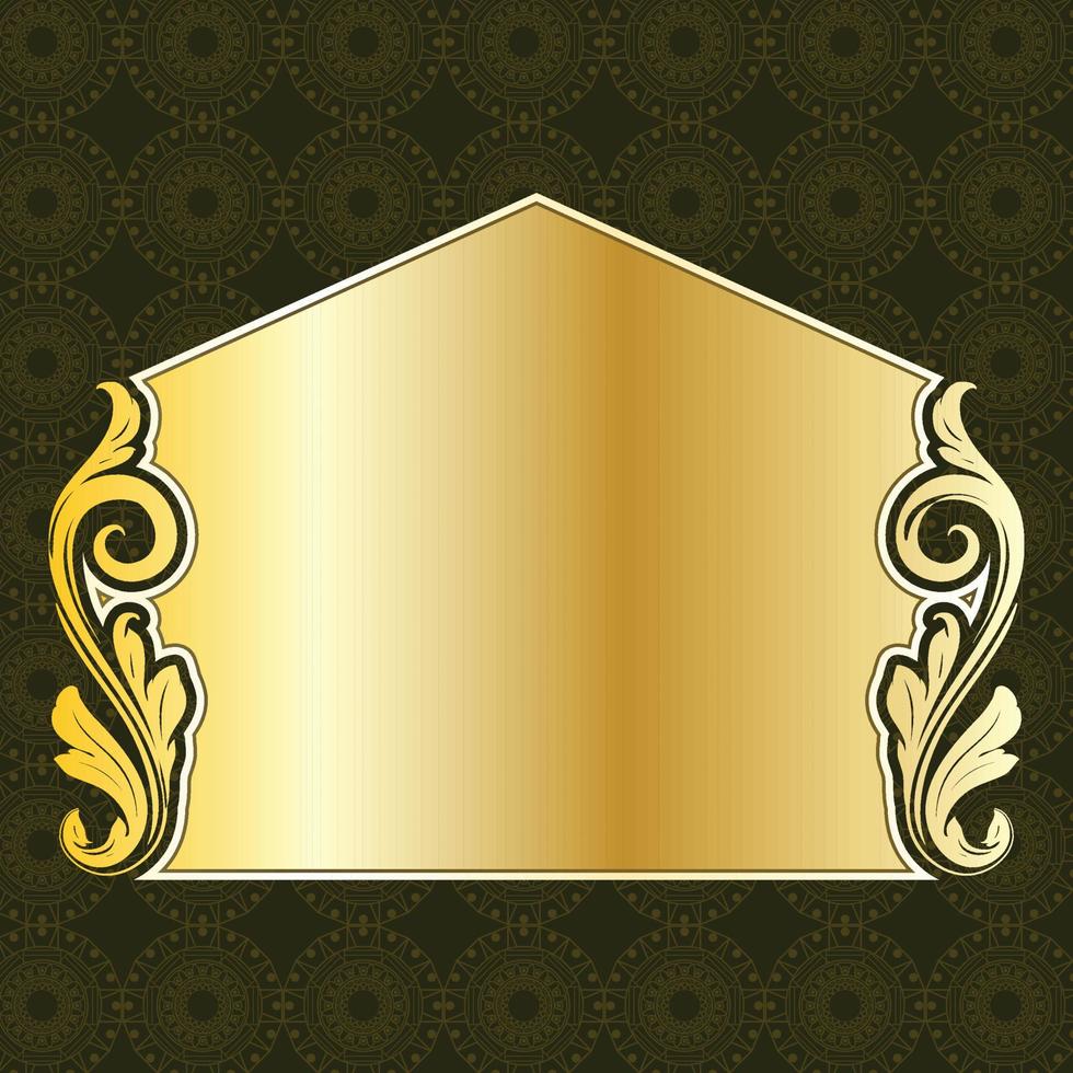 luxo real banner decorativo rótulo quadro quadro dourado floral ornamental vetor