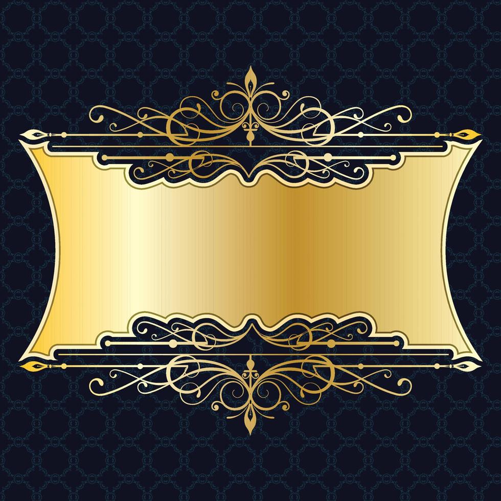 rótulo de bandeira real de luxo borda de moldura de laje decorativa dourada ornamental antiga vetor