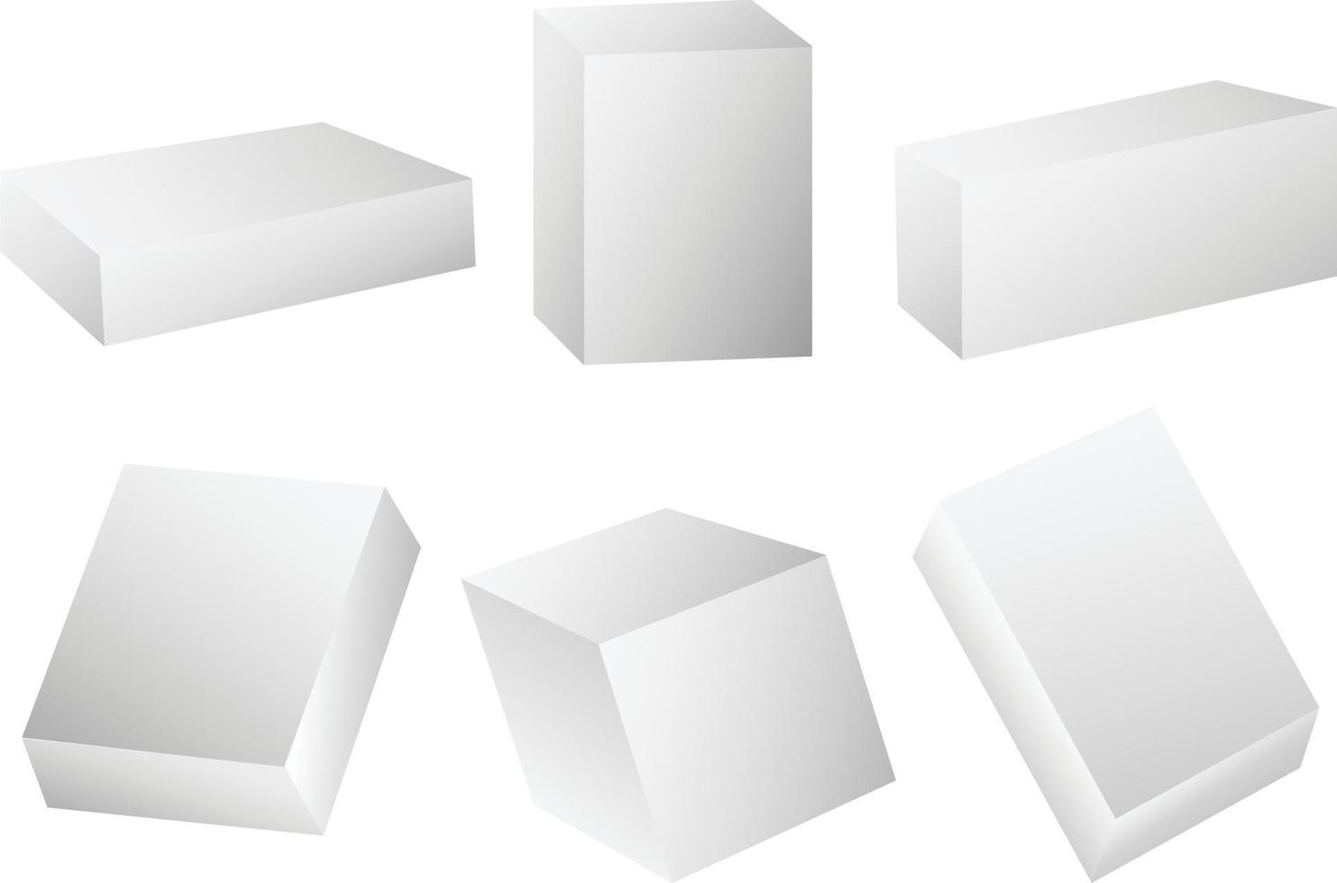 conjunto de modelo 3d de caixa branca vetor