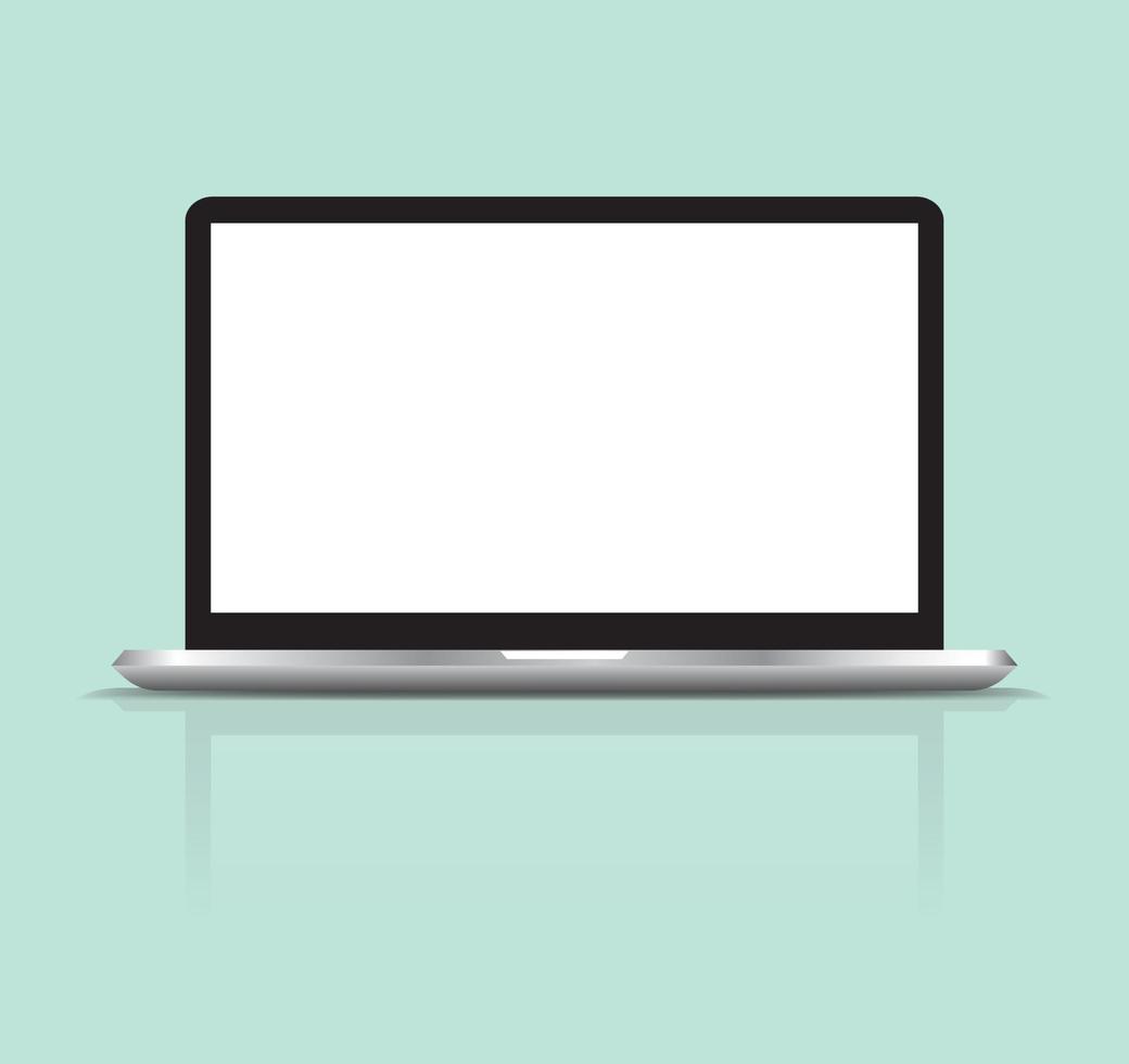 ilustração de laptop metálico prateado realista isolado tecnologia moderno dispositivo desktop notebook escritório apresentação de negócios vitrine modelo de vetor de ícone plano