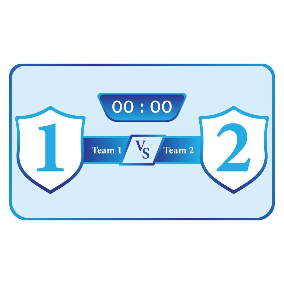 esportes jogo ilustração vetorial de placar. um placar de cor azul em um fundo branco. espaço do logotipo da equipe esportiva com o placar. vetor