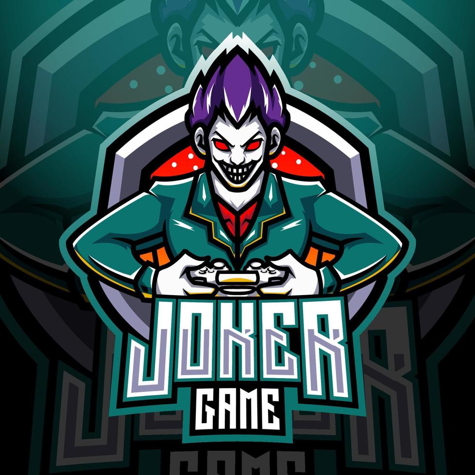 design de logotipo de mascote de esport de jogo coringa vetor