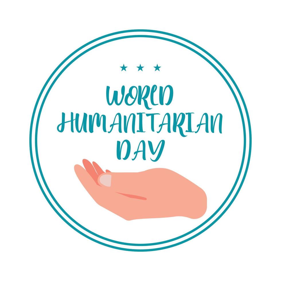 ilustração do dia humanitário mundial. vetor especial do dia humanitário com forma de mão e círculo. vetor de homens dentro de uma forma redonda azul. elemento de design criativo.