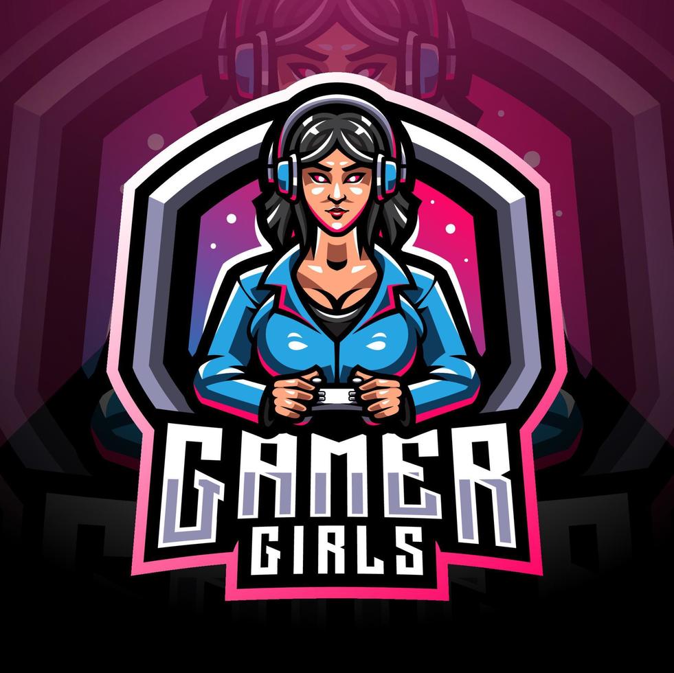 logotipo da mascote do esport gamer girls vetor