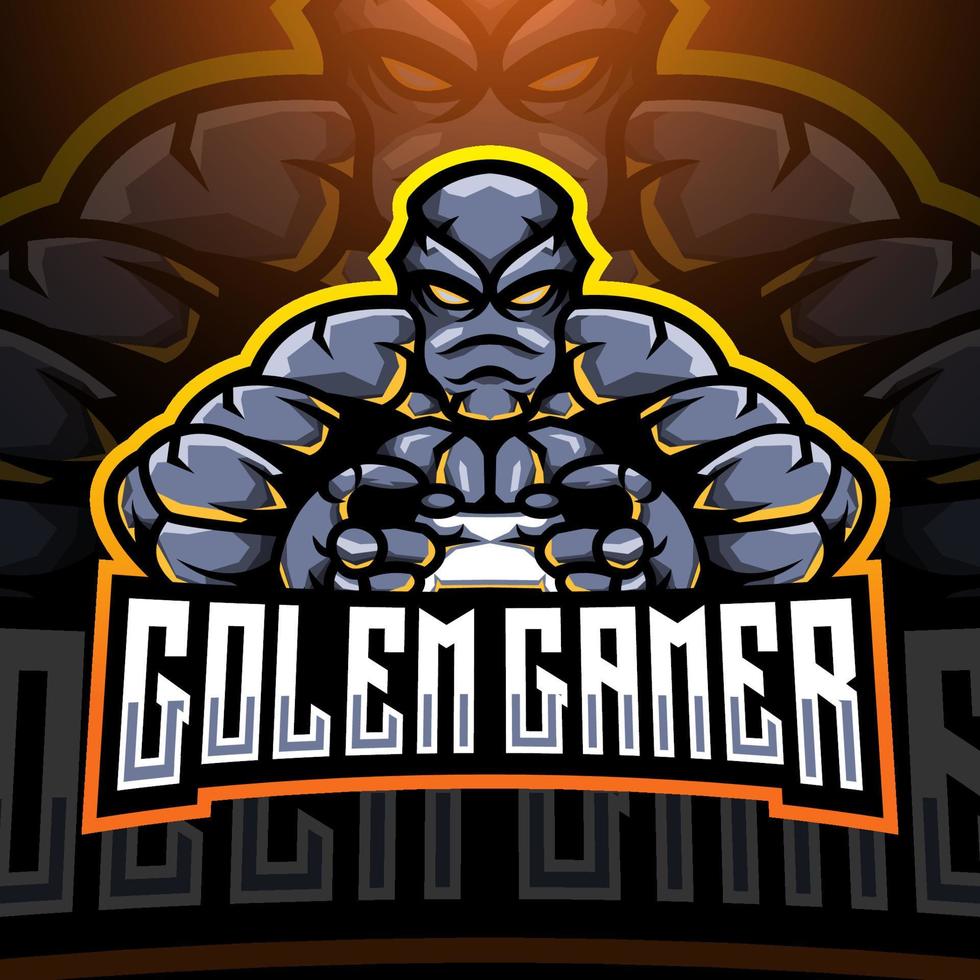 design de logotipo de mascote golem gamer esport vetor