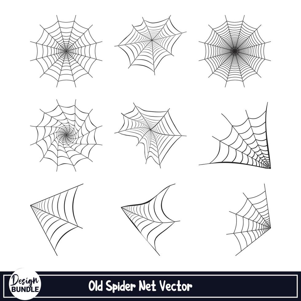 design de silhueta de teia de aranha assustador de halloween em um fundo branco. design de vetor de teia de aranha com cor preta escura. projeto de coleção de silhueta de teia de aranha de halloween.