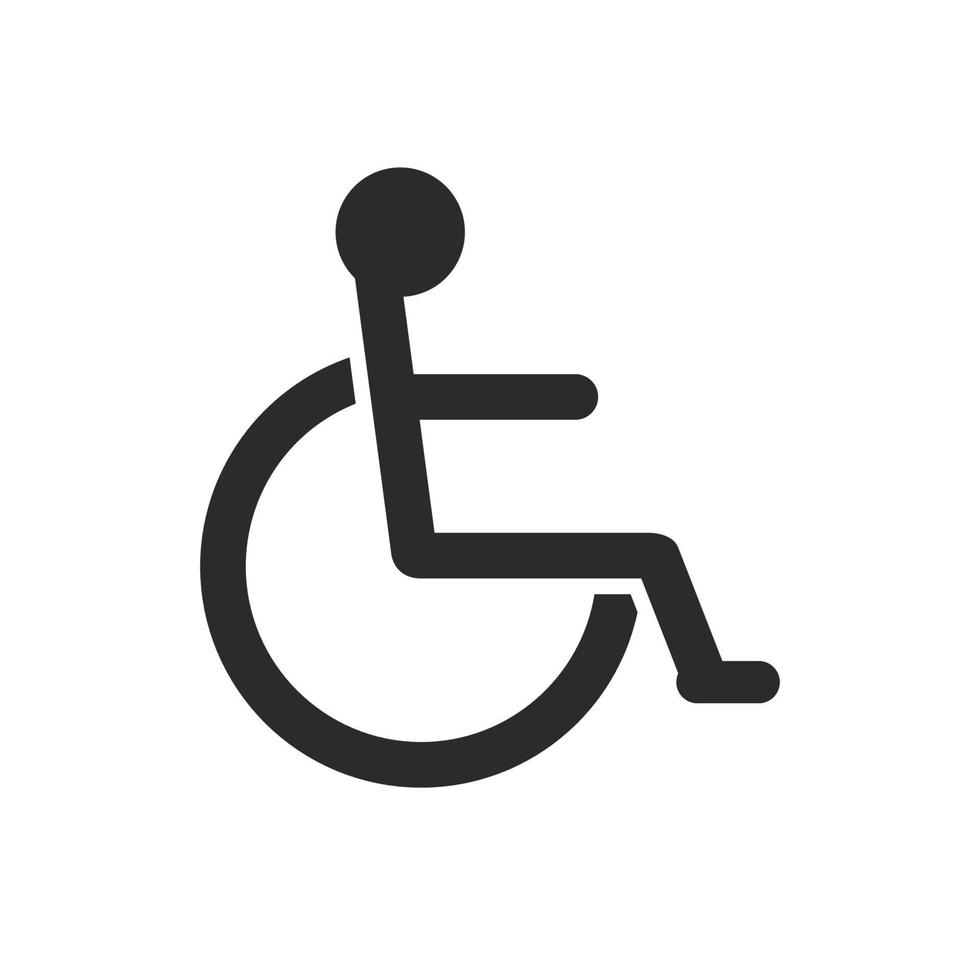 vetor de ícone de cadeira de rodas, estacionamento para deficientes, plano minimalista de ícone de cadeira de rodas