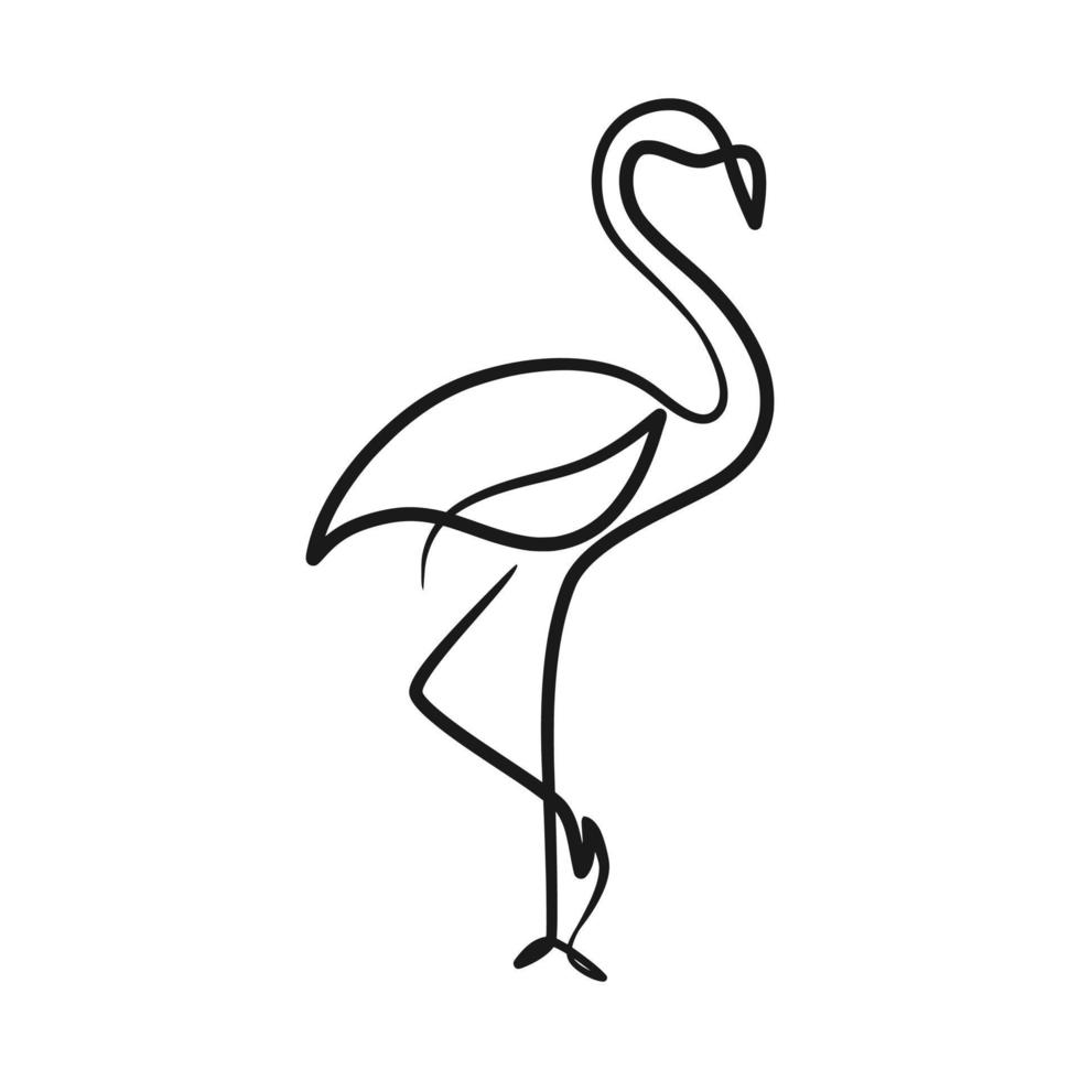 desenho de arte contínua de uma linha de flamingo vetor