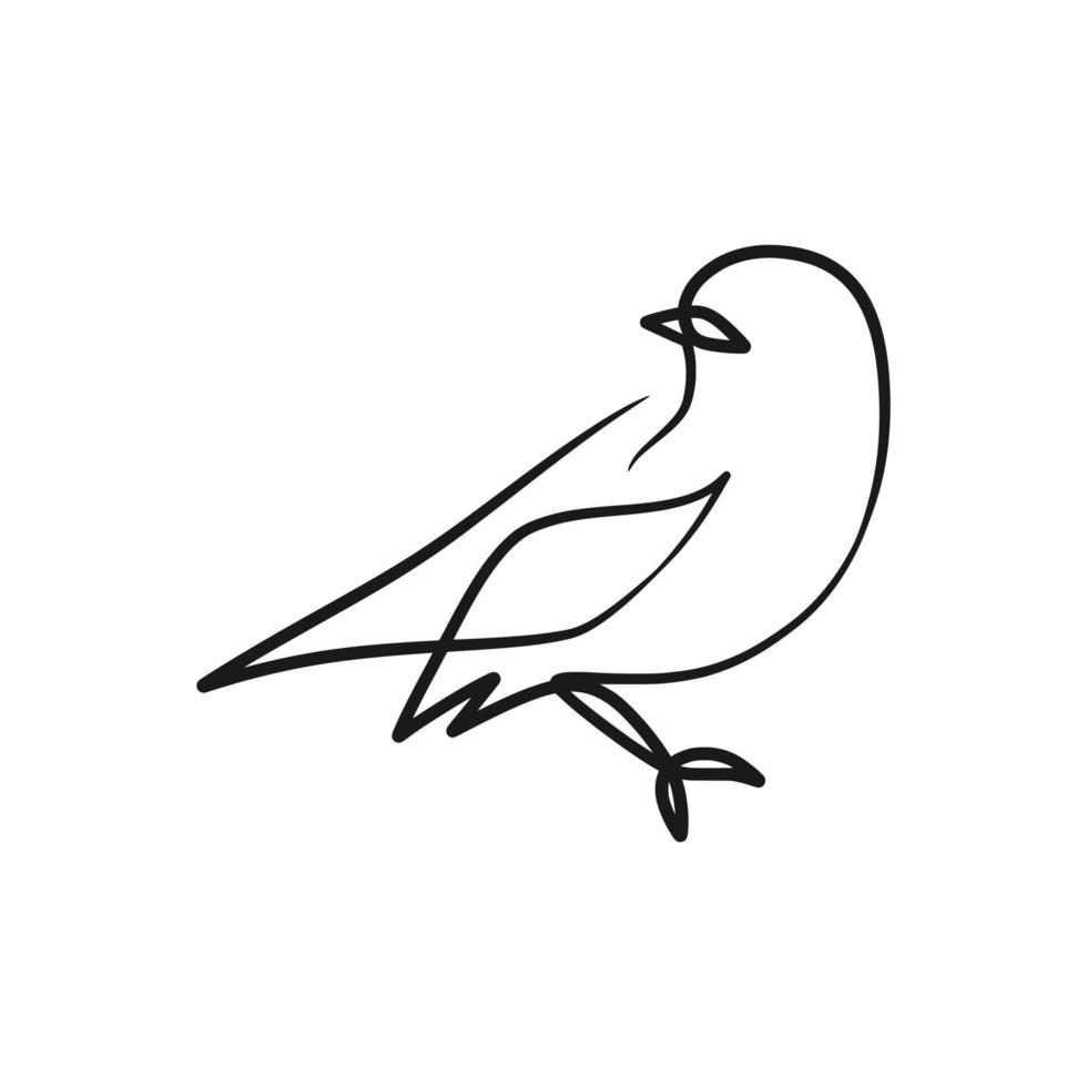 desenho de arte contínua de uma linha de pássaro vetor