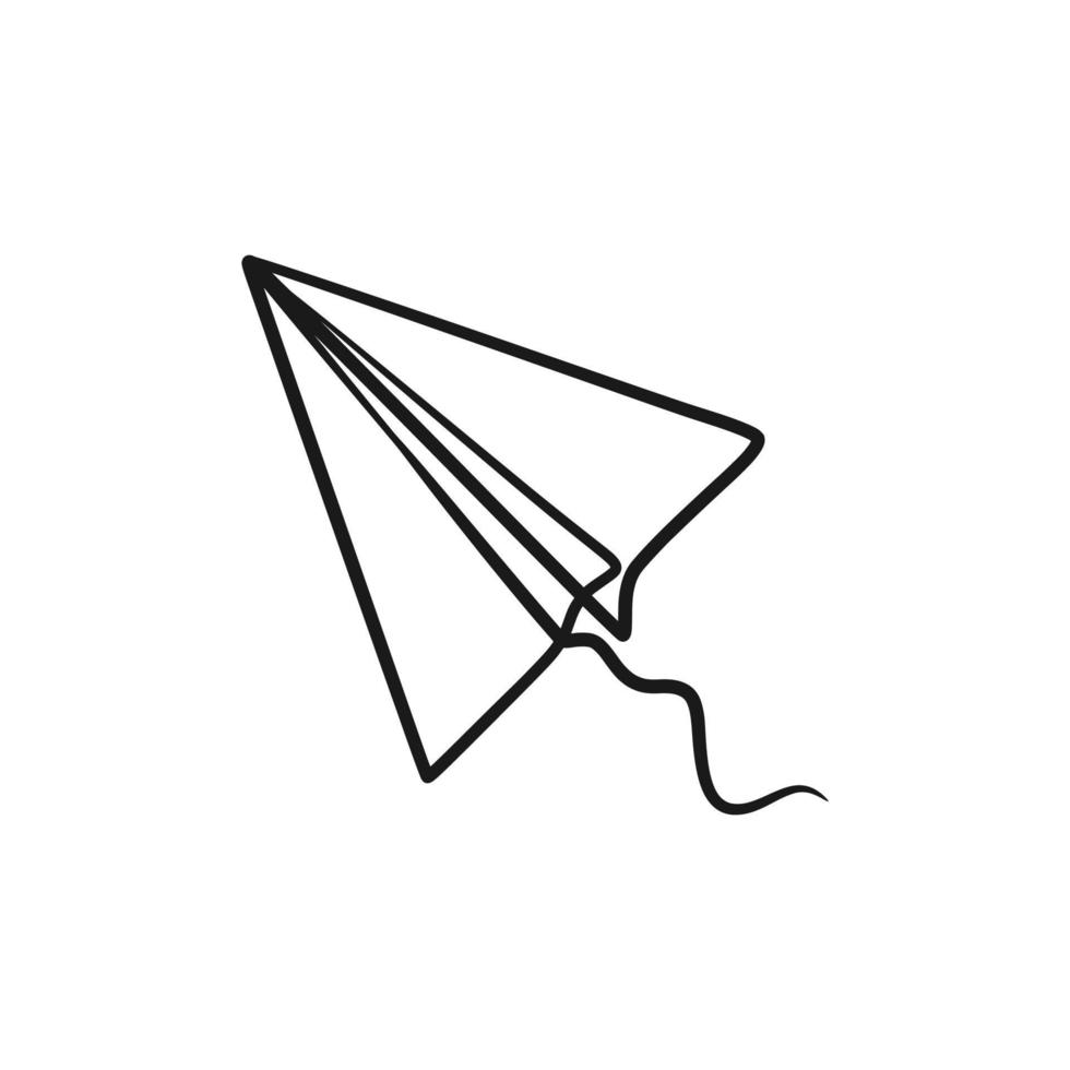 desenho de arte contínua de uma linha de avião de papel vetor