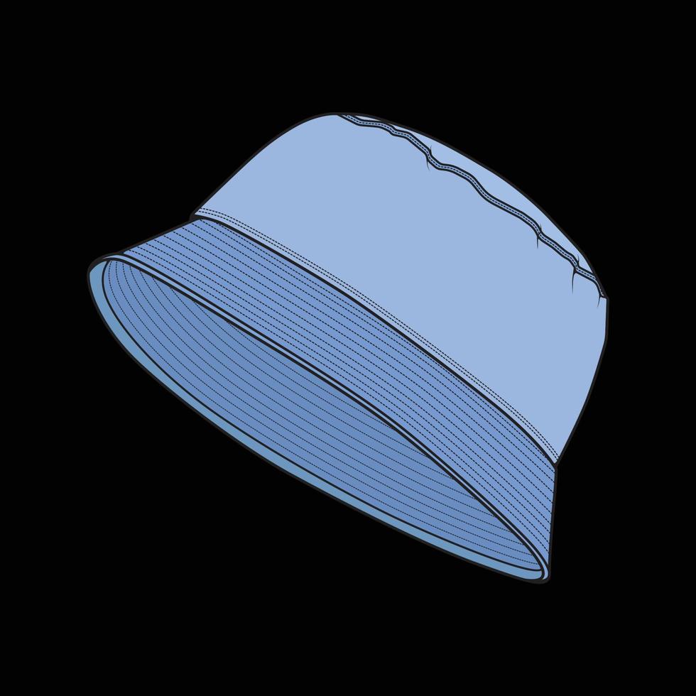 vetor de bloco de cores de contorno de chapéu de balde, chapéu de balde em um estilo colorido, contorno de modelo de treinadores, ilustração vetorial.