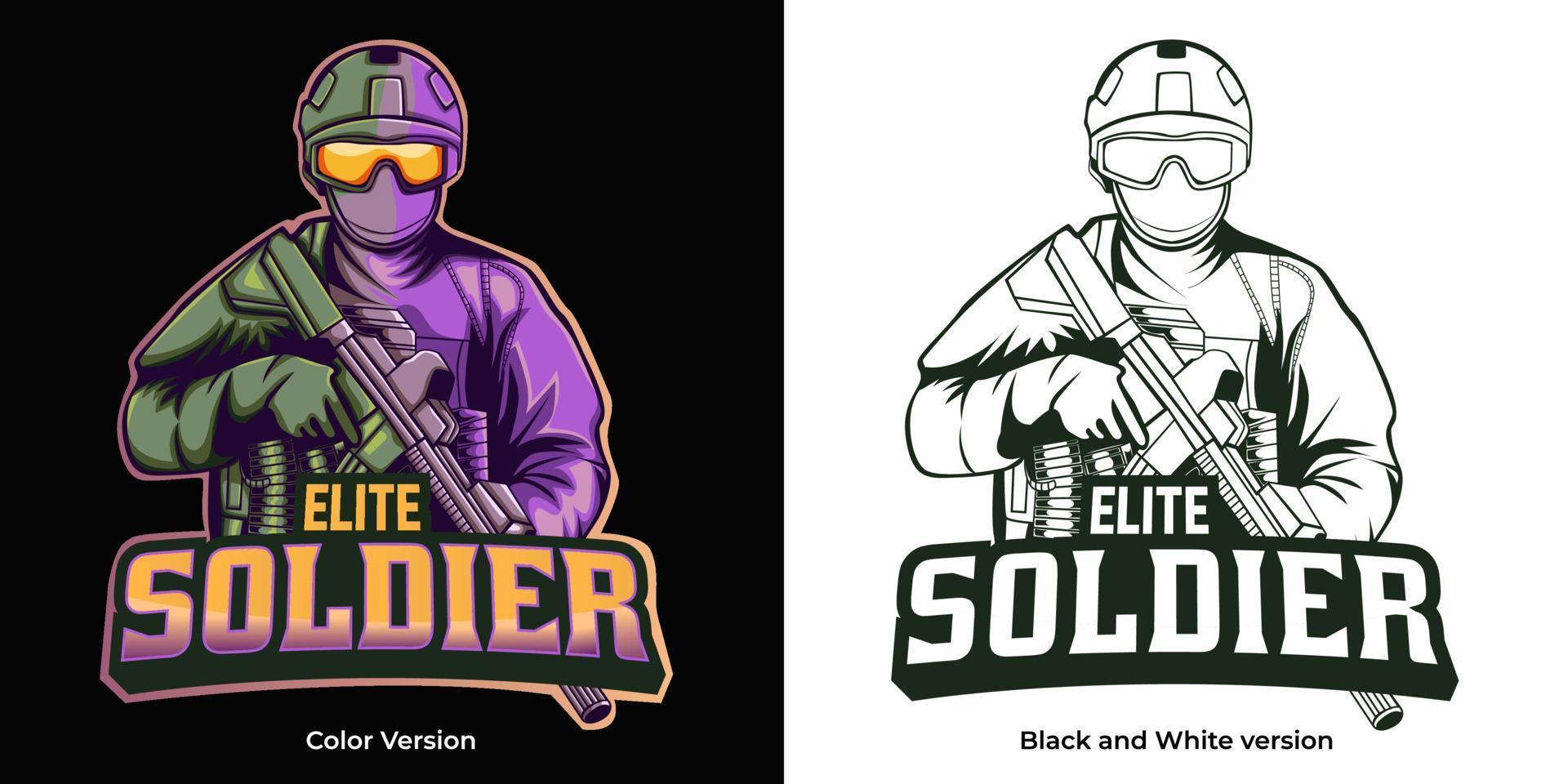 logotipo esport de mascote de soldado de elite vetor