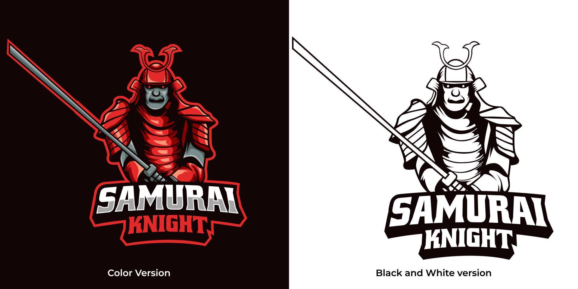 design de mascote de logotipo de esport de cavaleiro samurai vetor