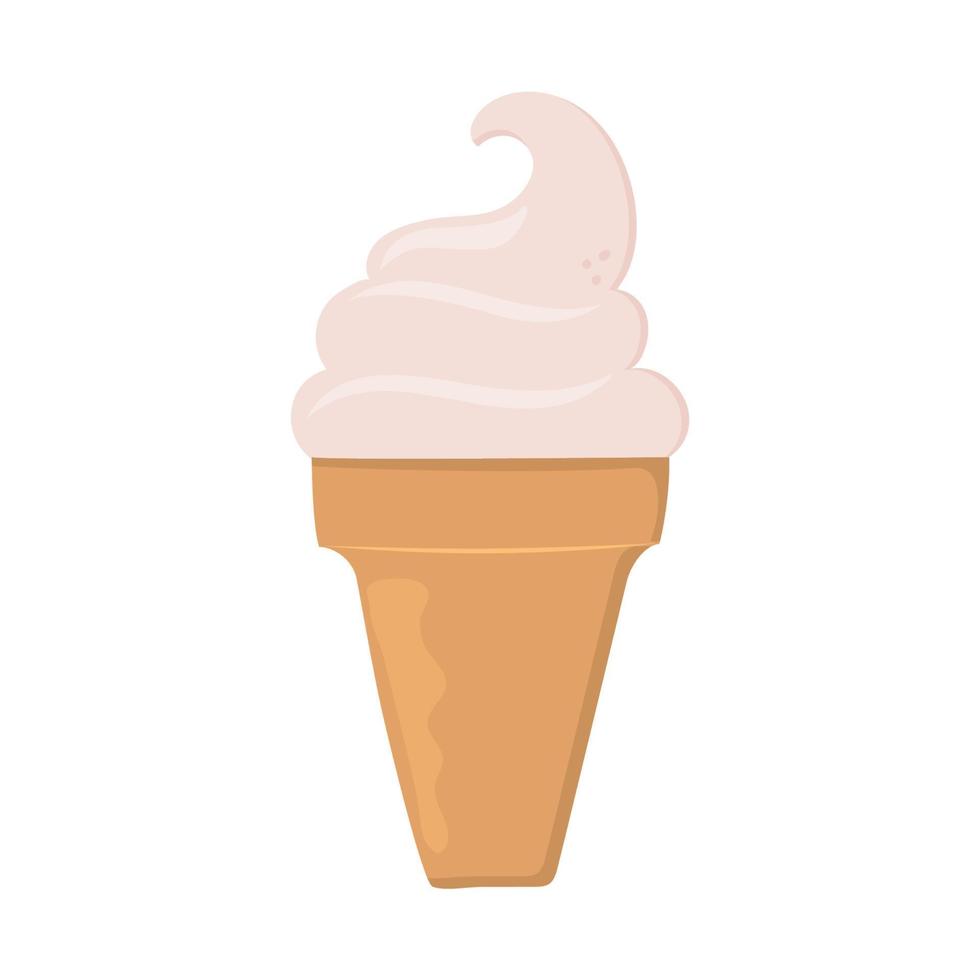 sorvete desenhado à mão no cone de waffle. pode ser usado para decoração de pôster, impressão, cartões e roupas, para design de alimentos e logotipo de sorveteria. vetor