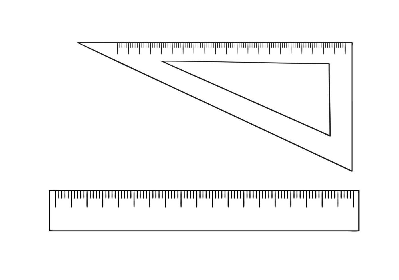 conjunto de ícones de linha de régua. artigos de papelaria coloridos vetoriais, materiais de medição, material de escritório ou escolar isolado no fundo branco. estilo de desenho animado vetor