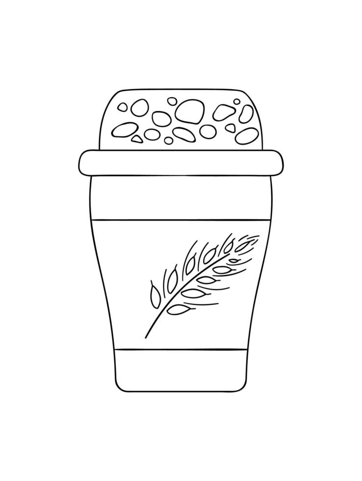 ícone de pacote de iogurte de linha vetorial. mão desenhada produto lácteo fresco orgânico isolado no fundo branco. ilustração de comida natural. design de embalagem de iogurte preto e branco. vetor