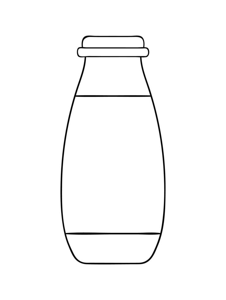 ícone de pacote de iogurte de linha vetorial. mão desenhada produto lácteo fresco orgânico isolado no fundo branco. ilustração de comida natural. design de embalagem de iogurte preto e branco. vetor