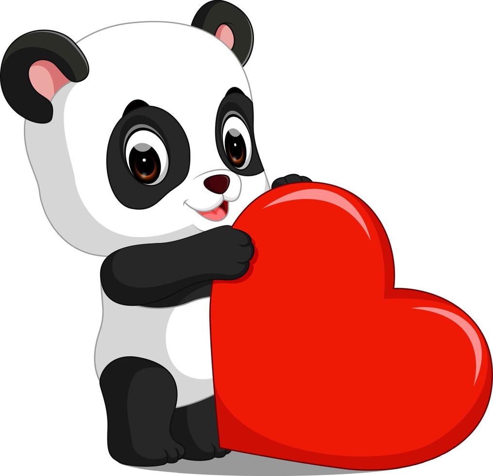 desenho de panda com amor vetor