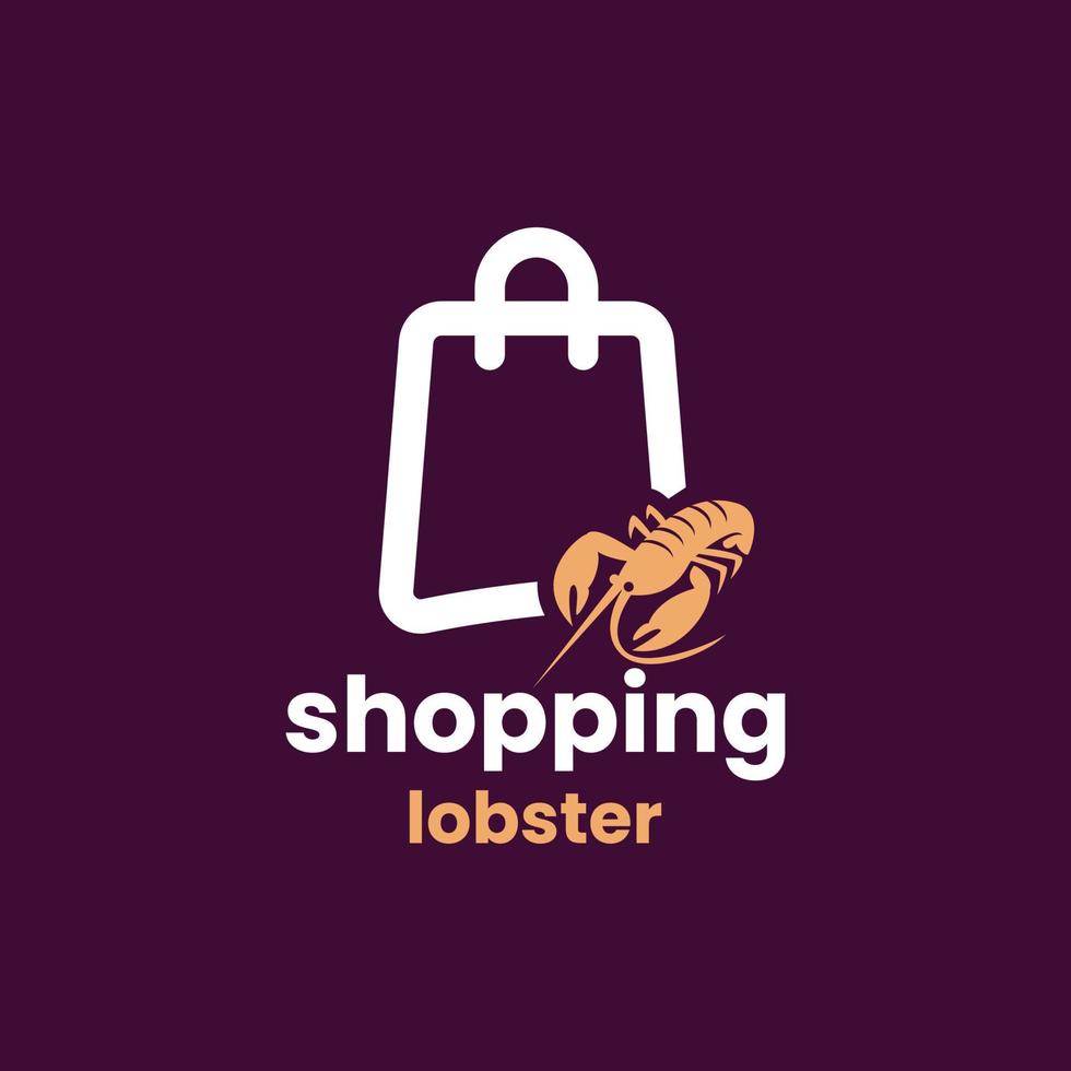 logotipo de lagosta de compras vetor