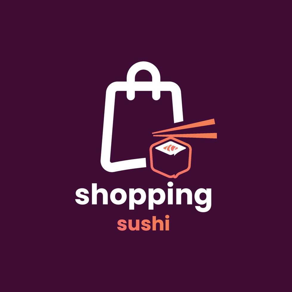 logotipo de sushi de compras vetor