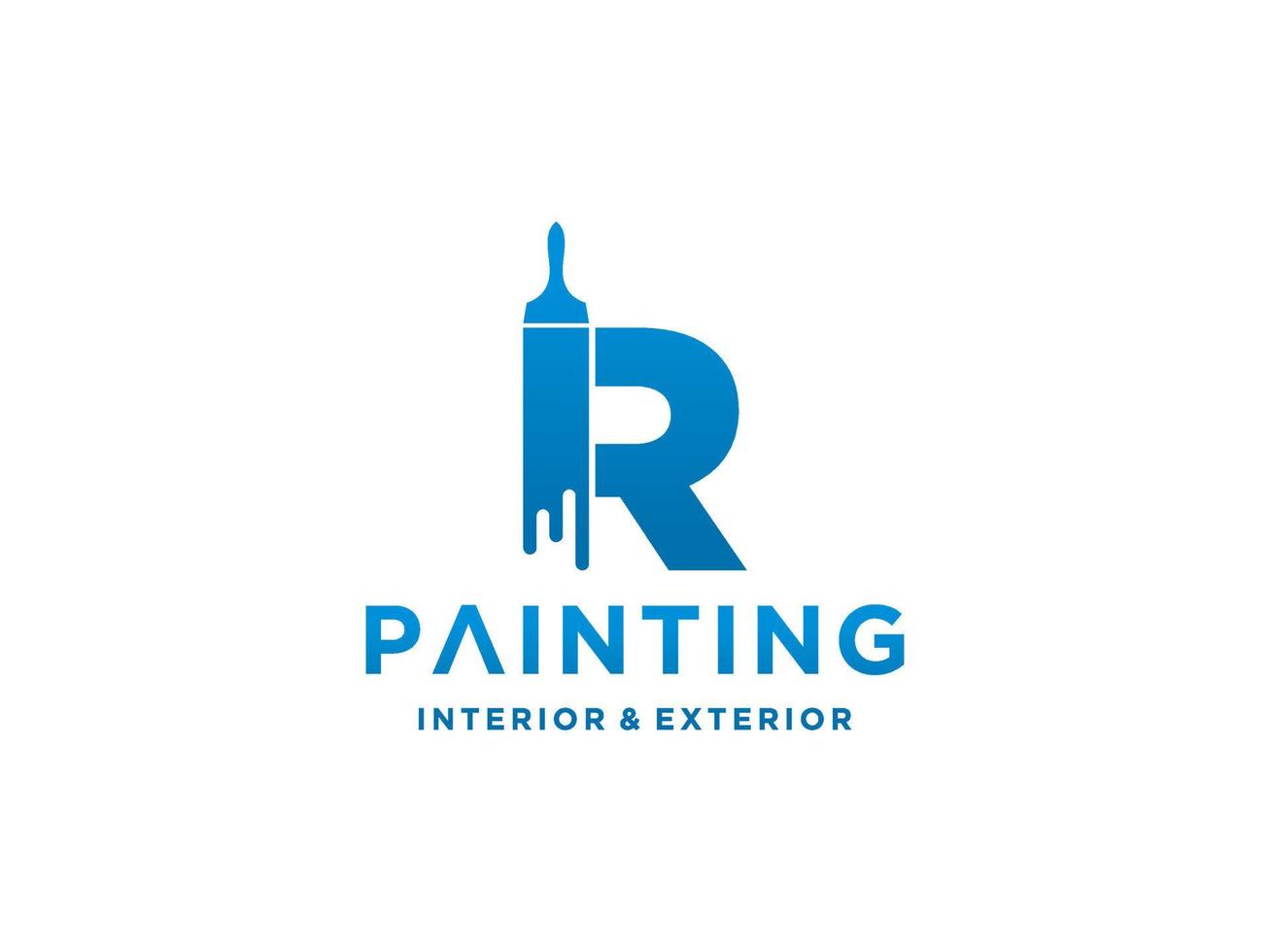 modelo de logotipo de pintura com vetor premium de conceito r inicial