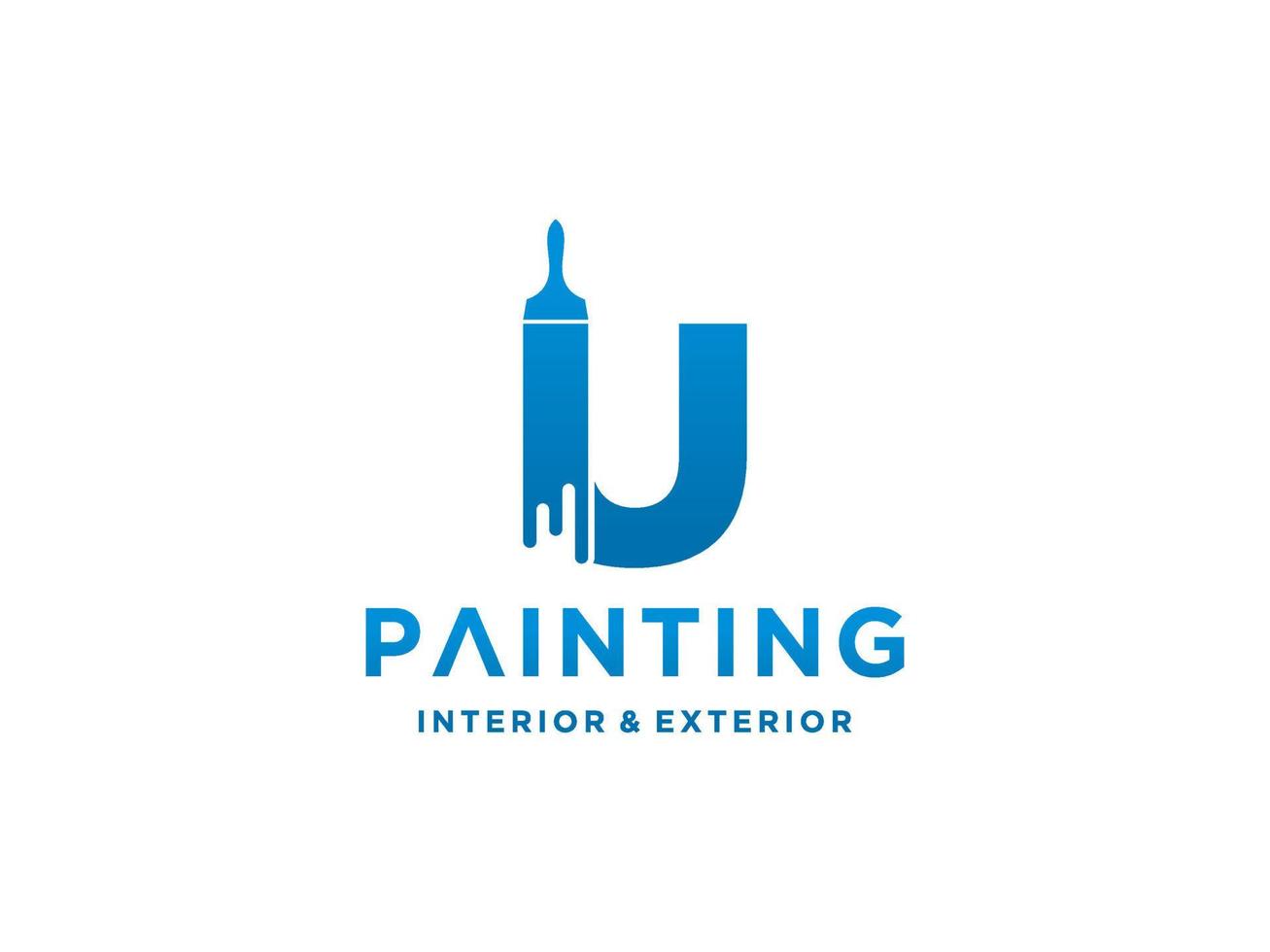 modelo de logotipo de pintura com vetor premium de conceito inicial de u