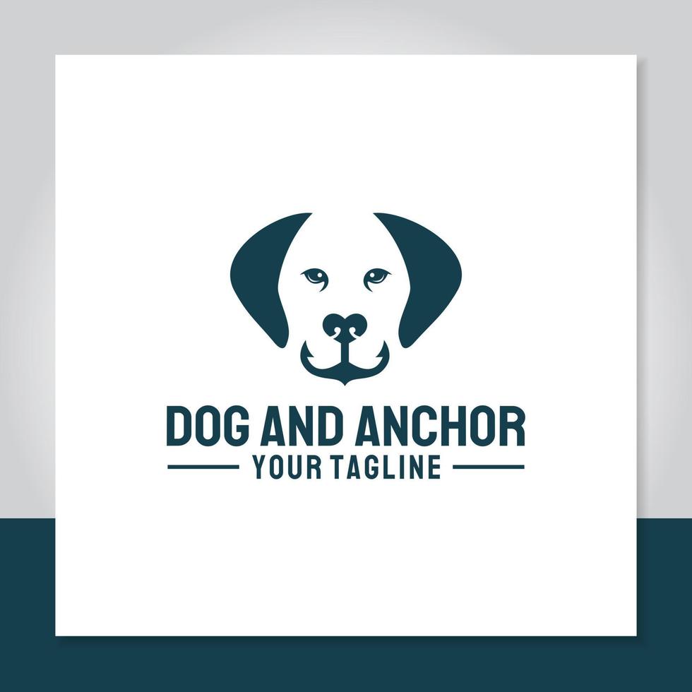 cão com design de logotipo de âncora de nariz para defesa marinha vetor