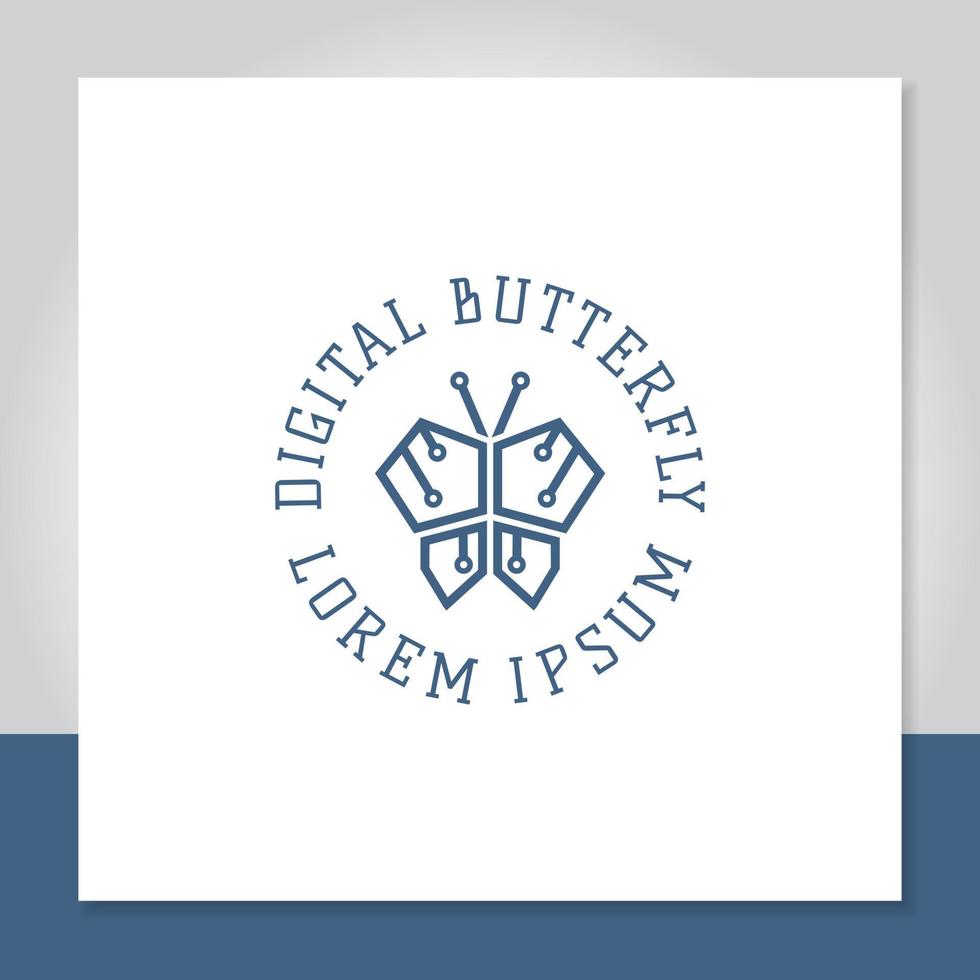 design de logotipo borboleta de aço ou tecnologia de borboleta vetor